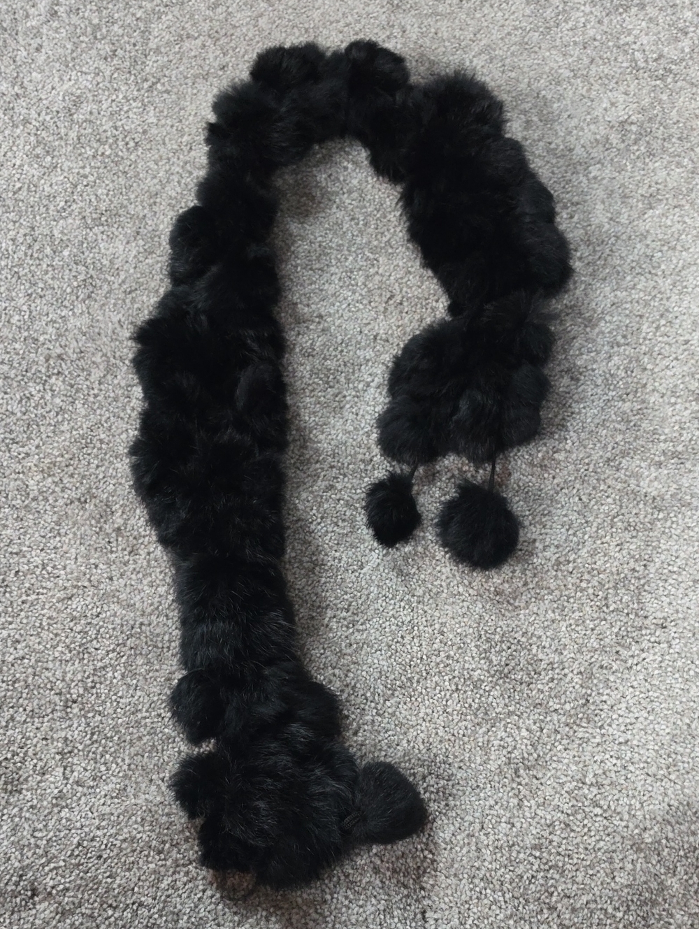Black Faux Fur Pom Scarf
